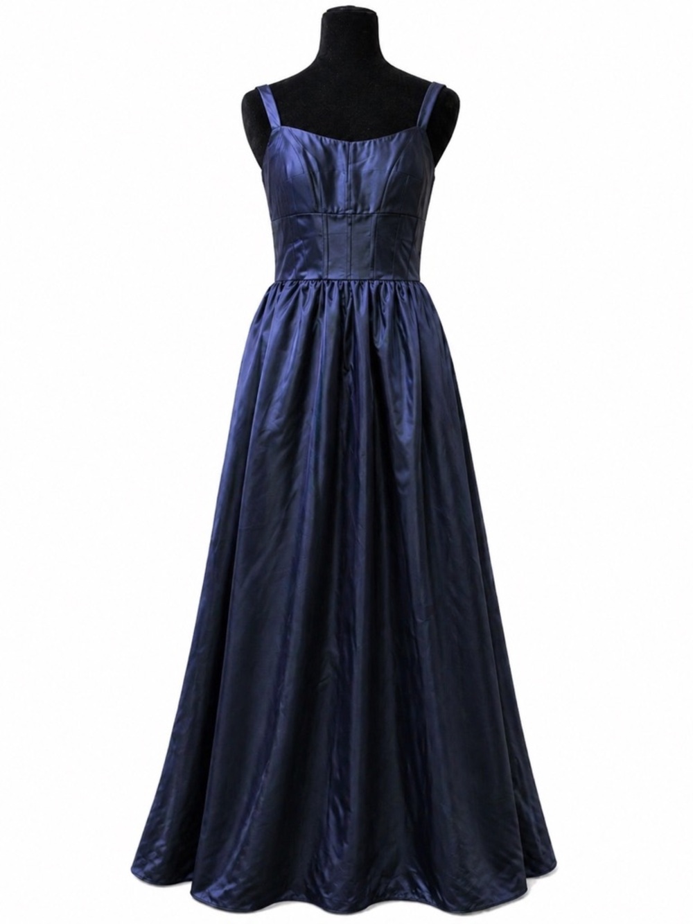 Dessy Collection by Vivian Diamond Midnight Navy Satin Corset Gown NWT - Picture 4 of 5
